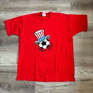Vintage USA Soccer Sam’s Army rare single stitch t shirt men’s XL red blue